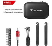 WEST BIKING Portable Toolkit Multifunctional Repair Tool Bag Ratchet Wrench Kit Tire Lever Mini Pump Tools Set Bike Accessories