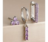 3PCS Fashion Stainless Steel U-shape Hoop Earrings Set for Women Black Crystal Pendant Huggie Piercing Earring Women's Jewelry