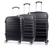DAM Juego de 3 maletas Trolley extensibles, en material ligero ABS de alta resistencia. Cerradura numérica, 4 ruedas giratorias 360°. 50x30,5x76,5 Cm.