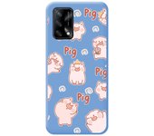 Funda Silicona Líquida Azul para Oppo A74 4G diseño Cerdos Dibujos