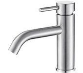 VALAZ Grifo de lavabo monomando redondo acero cepillado Serie Jabalón