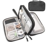 Bolsa organizadora de accesorios electrónicos, impermeable, para cables, ideal para Viajes, ideal para Vacaciones, 19x11x6,5 cm, color Negro.
