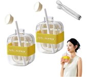 Cubitera, botella de agua sin contacto, bandeja para cubitos de hielo con pajita y recipiente para café, jugo y bebidas (1 unidad blanca, 800 ml)