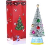 Mini árbol de Navidad con luces LED, árboles de Navidad artificiales con bolas de Navidad de colores, pequeños árboles de Navidad de mesa.