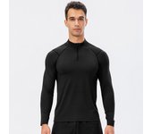 Men's Autumn Fitness Long-Sleeved Quick-Dry Running Tops Half-Zipper Slim-Fit Training Sweatshirt Baselayer Undershirts