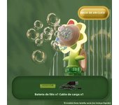 New Bubble Machine Toy Electric Automatic Sunflower Shaking Head Adjustment Light Dancing One Key Bubble Maker Toy For Kids