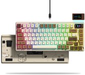 Wired Mechanical Gaming Keyboard with OLED Display Full Key Hot-Swappable Pudding RGB Backlit Keyboard for PC Computer Laptop