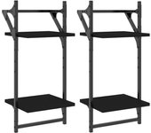 Estantes DE LA Casa de 2 Niños con Barras 2 UDS Negro 30x25x65 cm muebles estantes