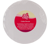 Glotomania - CAKE DRUM REDONDO BLANCO (FUNCAKES) - 25 CM Ø - Cartón Resistente - Uso Alimentario - 12 Mm Grosor