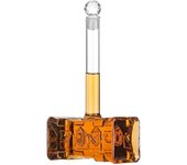 Decantador con tapón hermético - Botella de licor de vidrio para vino, bourbon, tequila, vodka, zumo, martillo único, divertido, regalo de aniversario, cumpleaños, con caja para hombres, novios, papás, 400 ml