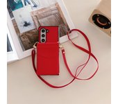 Cards Solt Wallet Crossbody Lanyard Leather Case For Samsung Galaxy Z Fold 6 5 4 3 Fold6 Purse Pocket Shoulder Strap Bag Cover