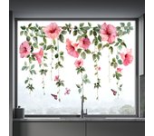 1PC Small Fresh Pink Flowers Branches Vines Glass Windows Home Beautification Decoration Wall Stickers