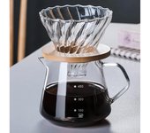 Cafetera de vertido: jarra de vidrio de 20 oz/600 ml con gotero/filtro de vidrio, juego de cafetera de goteo