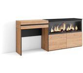 Skraut Home - Tocador con cajón para Dormitorio o habitación - 177x35x75 cm - Chimenea eléctrica XXL led efecto fuego 3d - Módulo dos puertas - Estilo Moderno - Varios colores disponibles
