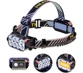 Linterna frontal con batería recargable con LED + COD, faros dobles giratorios de 270 °, para acampar, caminar, correr