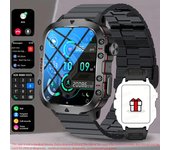 Reloj Inteligente para Fitness Rugged Military 1,96 pulgadas, Bluetooth call,NFC, Llamadas de Voz Ai, Monitor de Ritmo Cardíaco,100 + Deportivo mode, GPS Deportivo, Música, Impermeable 3ATM,para Android IOS Reloj Deportivo
