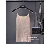 Korean Fashionchain Sequins Condole Belt Vest Brim Render Unlined Upper Garment To Ms Shiny Coat of Cultivate One's Morality