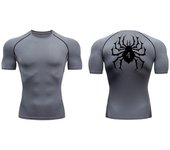 Spider Print Compression Shirts for Men Sporty Quick Dry Tees Tshirts Tops Gym Workout Running Undershirts Baselayers Rash Guard