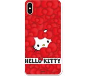 Funda original compatible con iPhone XS Max con un diseño de Hello Kitty Patron Lazos Rojos