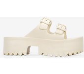 Bosanova Sandalias de mujer estilo zueco confeccionadas en goma con detalle de cinturón con hebilla decorativa y plataforma de 5.3 cm dentada. Sin cierre.