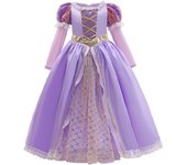 Rapunzal Princess Girl Dress Cosplay Tangled Halloween Party Vestido Kids Birthday Christmas 2-10T