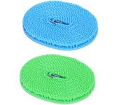 2 Piezas de Tendedero a Prueba de Viento, Tendedero de Nailon, Tendedero de viaje portátil, Utilizado para Perras para Acampar en Interiores y Exterior (Azul, Green, 5 m)
