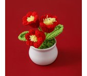 1pc Handmade Woven Flower Potted Artificial Knitted Crochet Tulip Plant Ornaments DIY Material Kit Home Desktop Wedding Decor