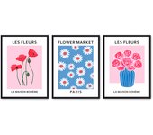 Set de 3 cuadros calidad premium con marco de madera - 30x40 cm o 50x70 cm - POSTER LAB