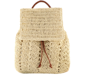 Women Straw Backpack Handmade Woven Casual Beach Holiday Shoulders Bucket Bag