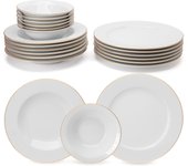 Vajilla de Porcelana Porland  Mina - Vajilla de 18 Piezas Dorada – Vajilla completa y elegante
