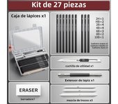 27/38/47pcs Drawing Pencils Sketch Box Set Sketching Kit Pro Art Sketch Supplies Charcoals Kneaded Eraser Extender Pencil Case