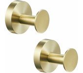 Percha redonda para bata, base de acero inoxidable 304, acabado en oro cepillado, montaje en pared (2 piezas)