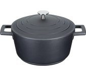 MasterClass Cazuela Pequeña con Tapa 2.5L/20cm, Aluminio Fundido Ligero, Apta para Horno y Placa de Inducción, Negra