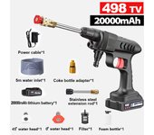 Pistola de lavado de coche de alta presión inalámbrica portátil, boquilla ajustable con batería de iones de litio, 30000mAh, 60bar