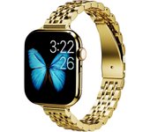 Correa fina para Apple Watch de 41 mm, 40 mm y 38 mm, ajustable, compatible con correas de iWatch Series 9/8/7/6/SE/5/4/3/2/1, dorada.