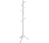 VASAGLE Perchero de Pie, Perchero de Madera Maciza, Perchero en Forma de Árbol, 8 Ganchos, 3 Alturas Ajustables, para Ropa, Sombrero y Bolso, para Salón, Dormitorio y Oficina, Negro/Blanco