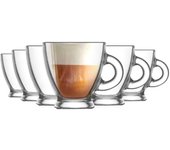 LAV TRESV Set de 6 Tazas Transparentes de Cristales de Alta Calidad - 90ml y 225ml