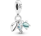 PANDORA Charm Colgante Triple Plata de Ley Pez Tortuga Marina Concha Esmalte Turquesa Explore Dream Joyería Infantil