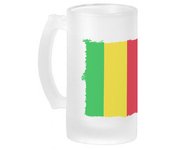 MERCHANDMANIA JARRA CERVEZA CRISTAL bandera mali pais gobierno malí maliense esmerilada esmerilado 500ml
