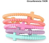 Jesus Bracelets Cross Macaron-colored Beaded Silicone Bracelets Gifts For Women Men Girls Boys Kids Aldult