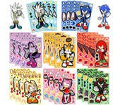 8 Sheets/Pack Anime Sonic The Hedgehog Puzzle Stickers Kawaii Make A Face Book Stickers Cute Cartoon DIY Sticker Toy Kids Gift
