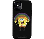 Funda original compatible con iPhone 12 - 12 Pro Negro con un diseño de Bob Esponja Arco Iris