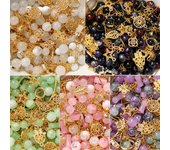30/50g Colorful Glass Beads Metal Rings pendant Accessories Jewelry Making Kit for DIY Earrings Bracelet Necklace Accessories