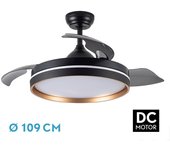 FABRILAMP Ventilador DC Nalon Negro/oro 3 Aspas 109d 7200l 6vel 3000k-4500k-6000k
