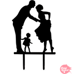 Glotomania - Topper para Tarta Negro - Beso en Familia - Acrílico 2 Mm - Cortado a Láser