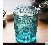 Retro Embossed Sunflower Striped Glass Cup Internet Celebrity Household Wine Glass Juice Thickened Drink  Drinking Bottle Home