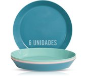 Mypicompany. Pack de 6 Platos Plastico Duro en Tono Pastel. Platos de Plastico para Fiestas Aptos para Microondas y Lavavajillas. Platos Camping para Piscina y Jardín