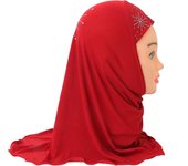 H042 beautiful small girl hijab with stones cute scarf hats women's caps can fit 2-5 years old girls muslim  headscarf