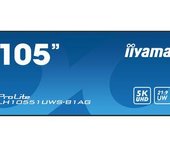 MONITOR PROFESIONAL IIYAMA 105" (LH10551UWS-B1AG) / TIEMPO OPERACION 24/7 / USO HORIZONTAL Y VERTICAL / IPS / 5120X2160 5K UW / 8MS / 500CD / 21:9 / RS-232C / RJ45 / HDMI X 1 / DP X 1 / USB-C X 2/ USB X6 / SLOT OPS / VESA 1500X600