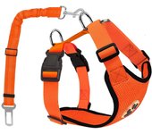 Dog Car Harness Seatbelt Set, Dog Vest Harness Adjustable with Breathable Mesh & Vehicle Safety Seat Belt Tether with Elastic